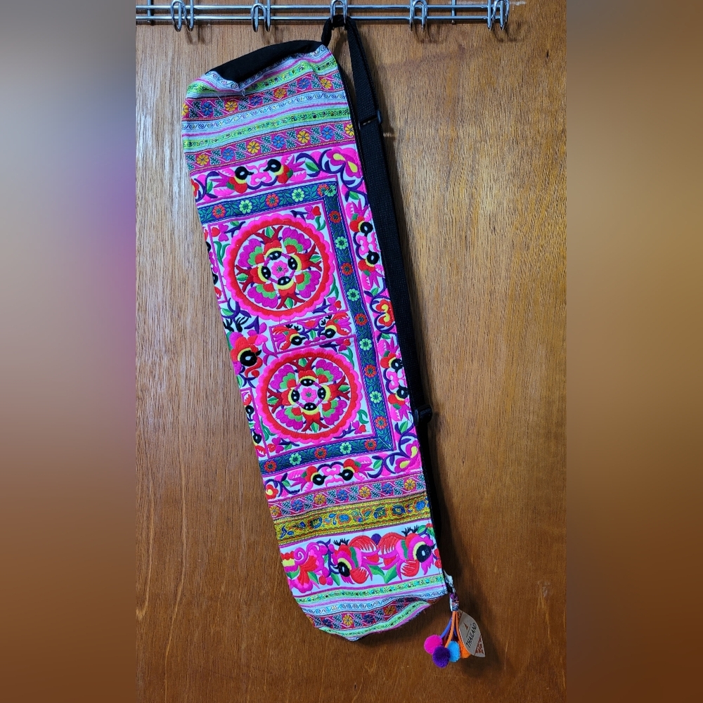 Colorful Bright Embroidered Yoga Mat Bag Handmade In Thailand (0482-0485)